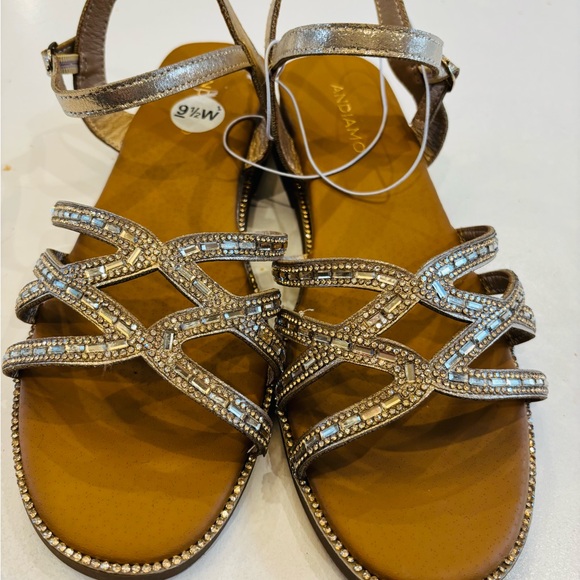 Andiamo Comfort & style Gold Beaded Sandals Women’s 9.5W New without tag - Picture 3 of 12